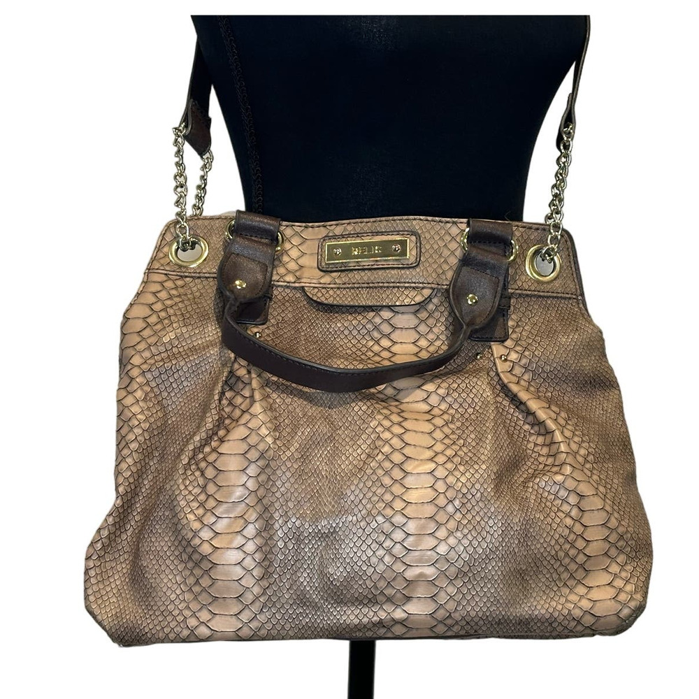 Faux Snake Skin Leather Shoulder Purse With Handles
